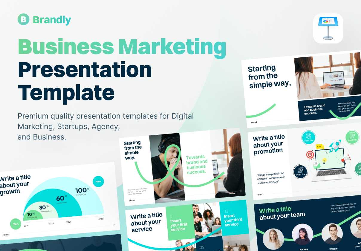 Brandly - Business Marketing Keynote Presentation Template - Agency design asset by ui8