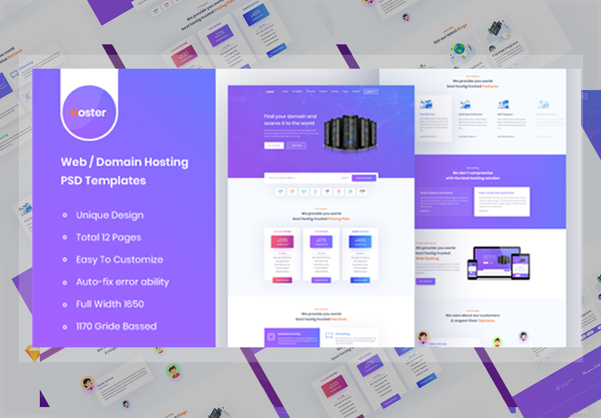 Hoster – Domain Hosting Business PSD Templates — UI Kits on UI8