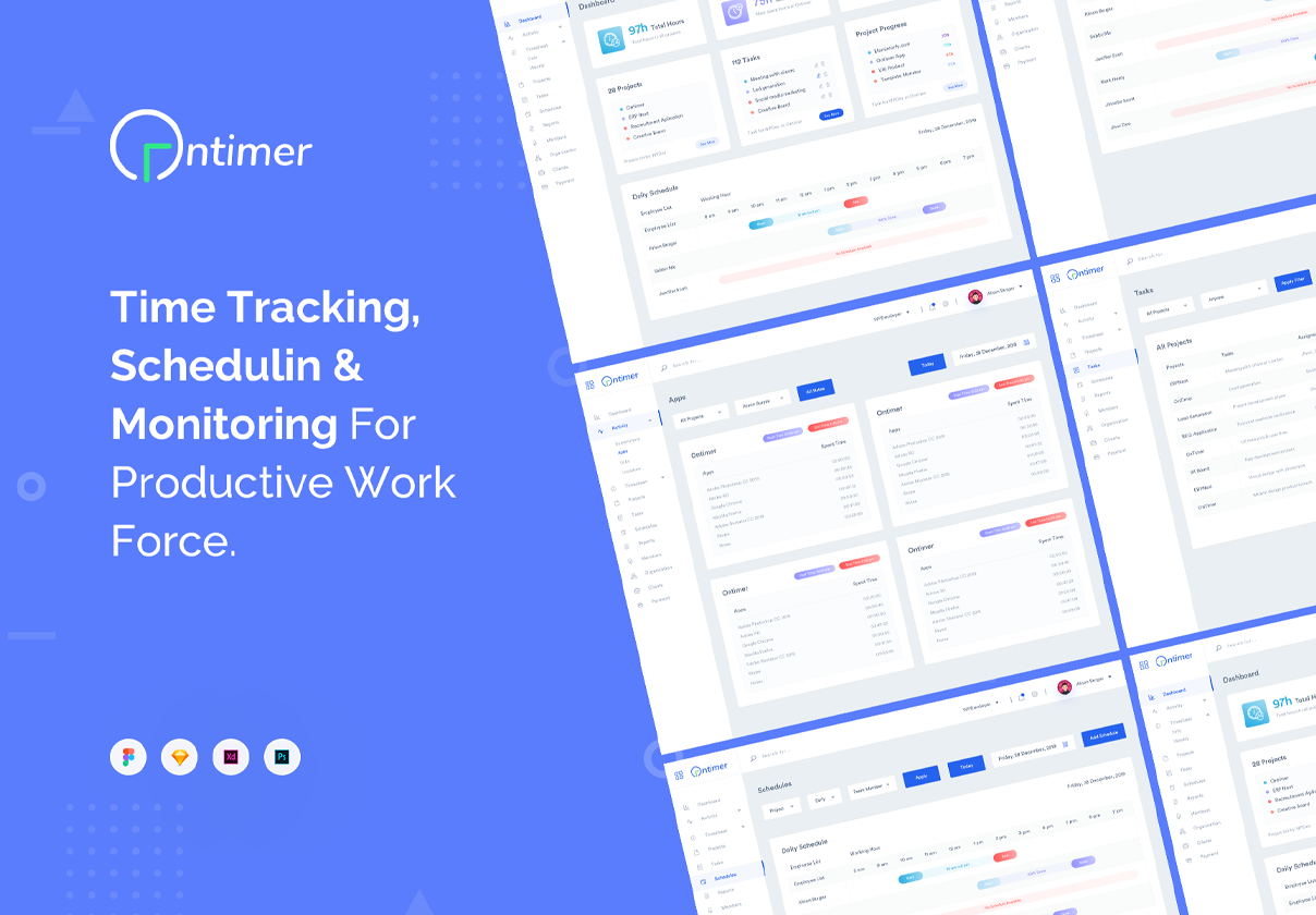 OnTimer - Time Tracking, Scheduling &amp; Monitoring Web App — UI Kits on UI8