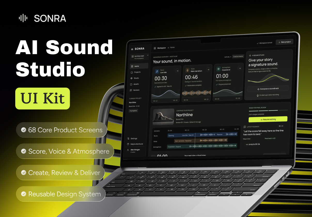 SONRA — AI Sound Studio UI Kit - Agency design asset by ui8