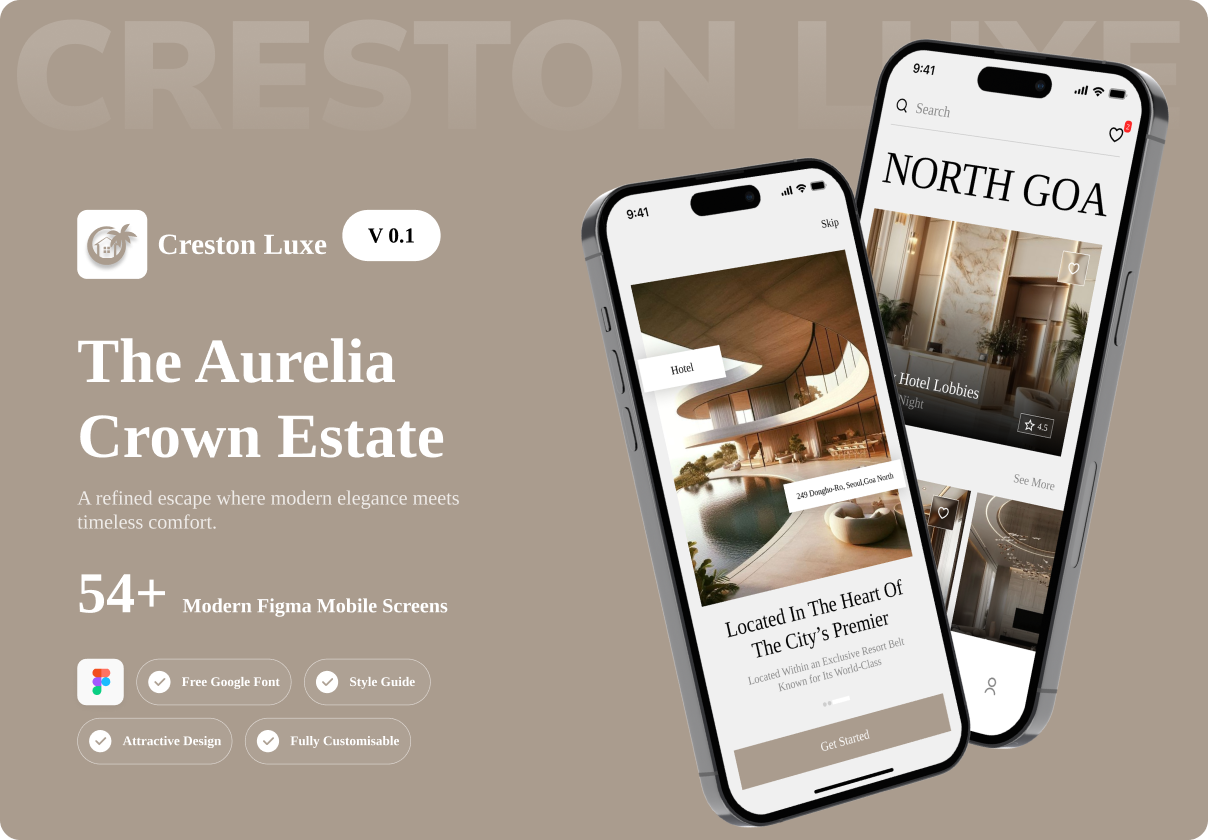 Creston Luxe - Luxury Hotel & Resort Booking App UI Kit