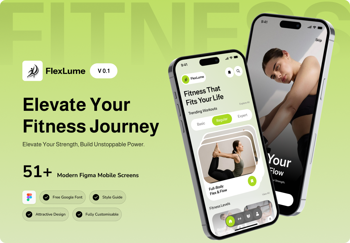 FlexLume - Fitness & Workout Trainer App UI Kit