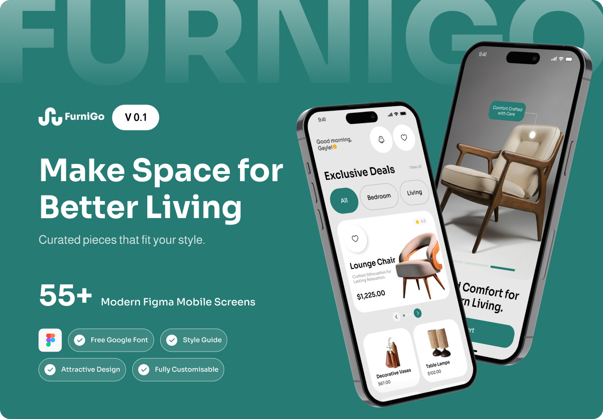 FurniGo - Modern Furniture Store & Interior Design Mobile App UI Kit