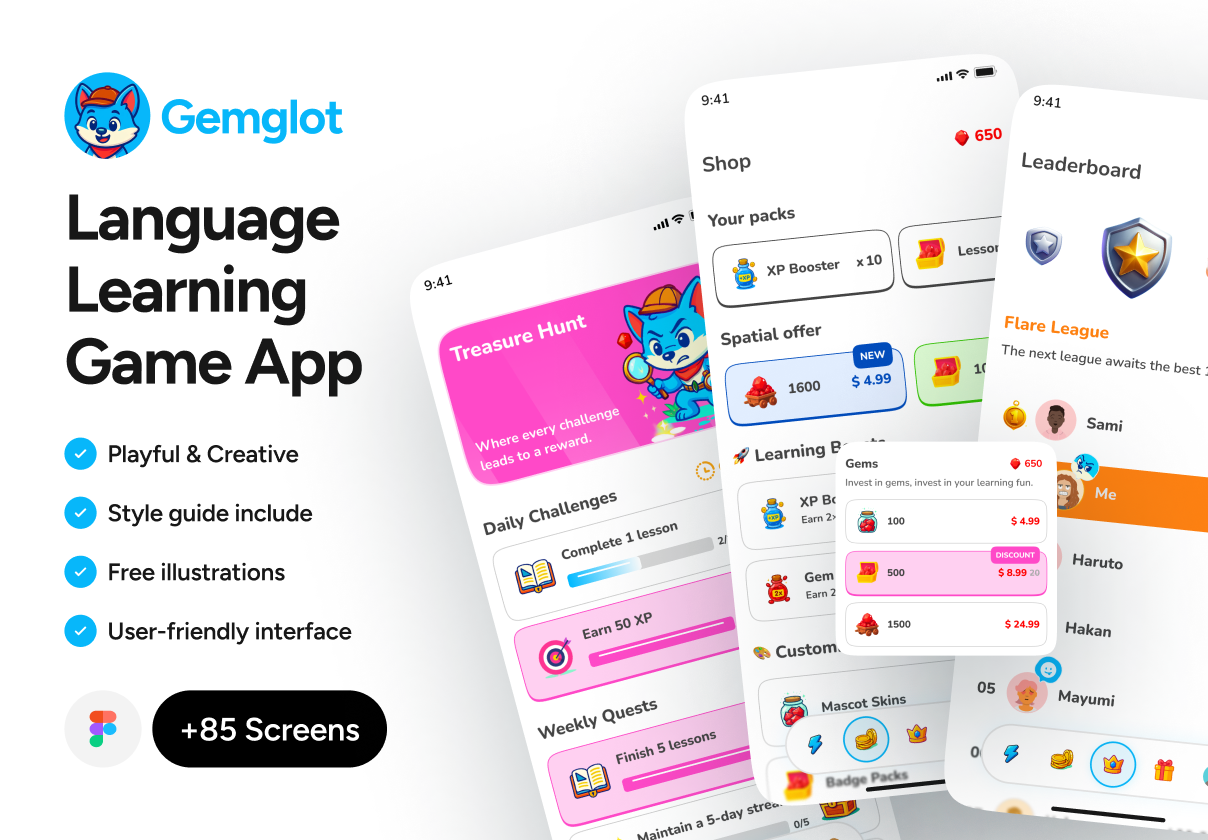Gemglot - Language Learning Game App