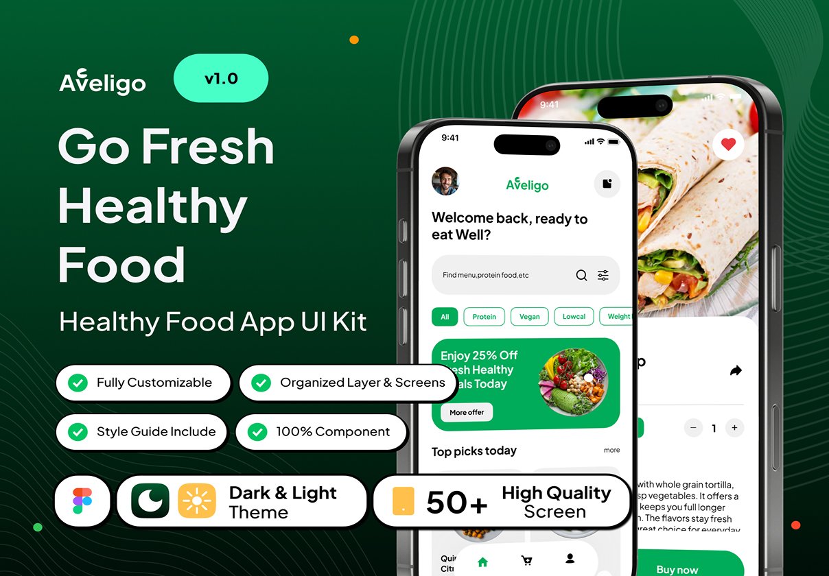 Aveligo - Go Fresh Healthy Food App UI Kit