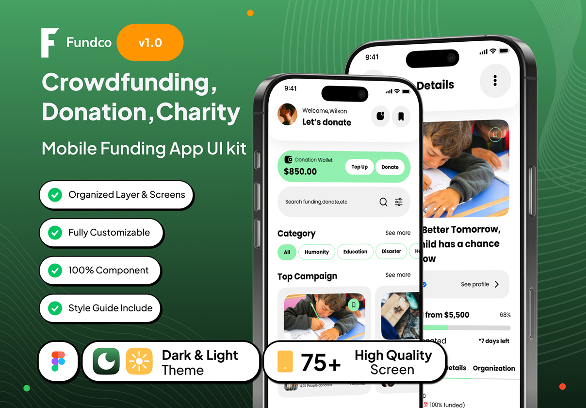 Fundco - Mobile Crowdfunding App Ui Kit