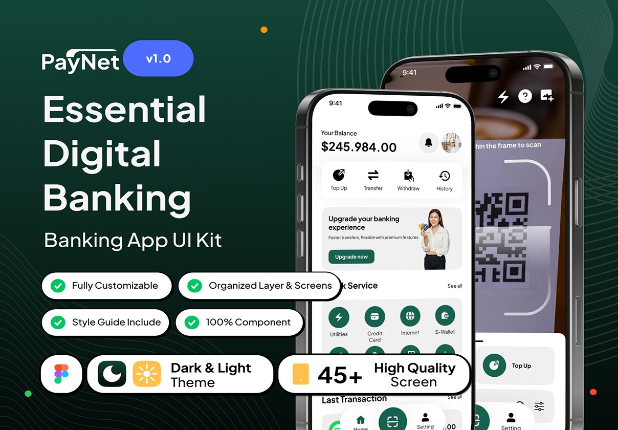 Paynet - Essential Digital Banking  App UI Kit