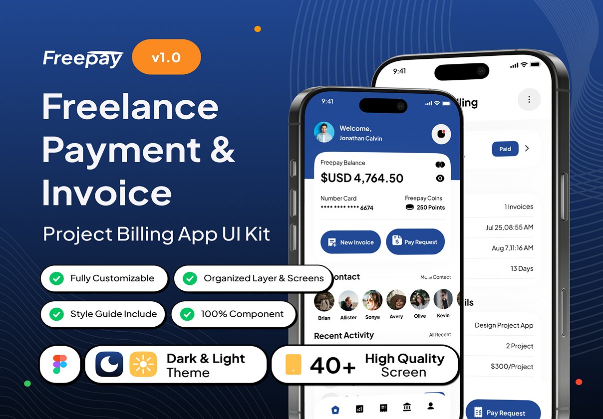 Freepay - Freelance Payment & Invoice App UI Kit
