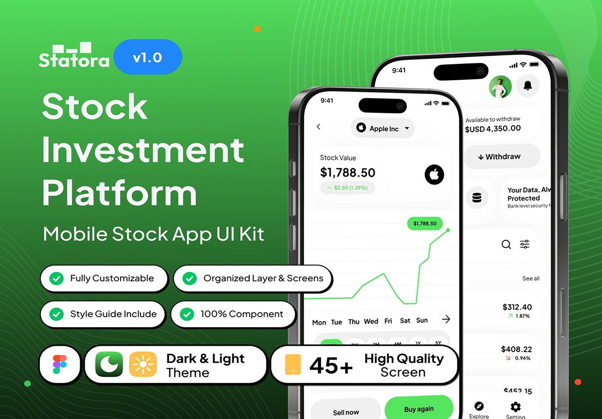 Statora - Stock Investment Platform App UI Kit