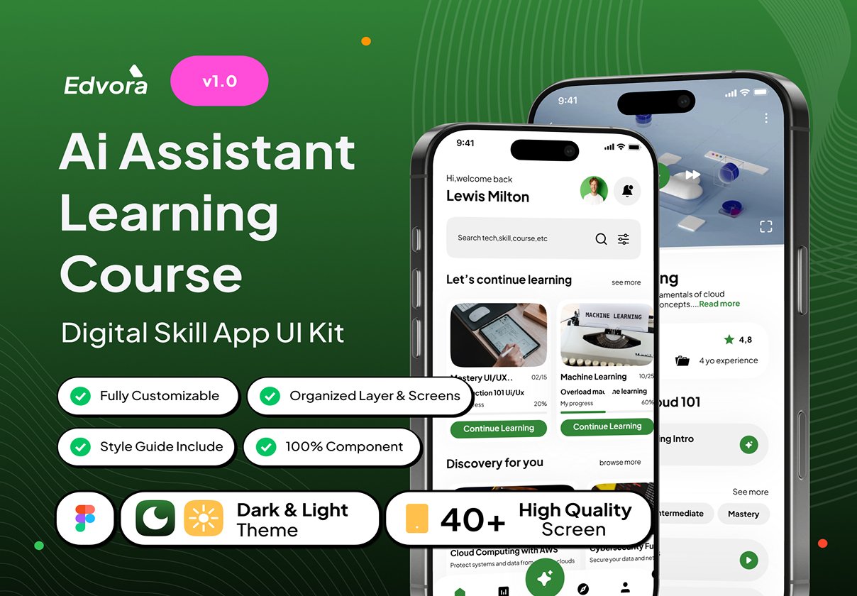 Edvora - Ai Assistant Learning Course App UI Kit