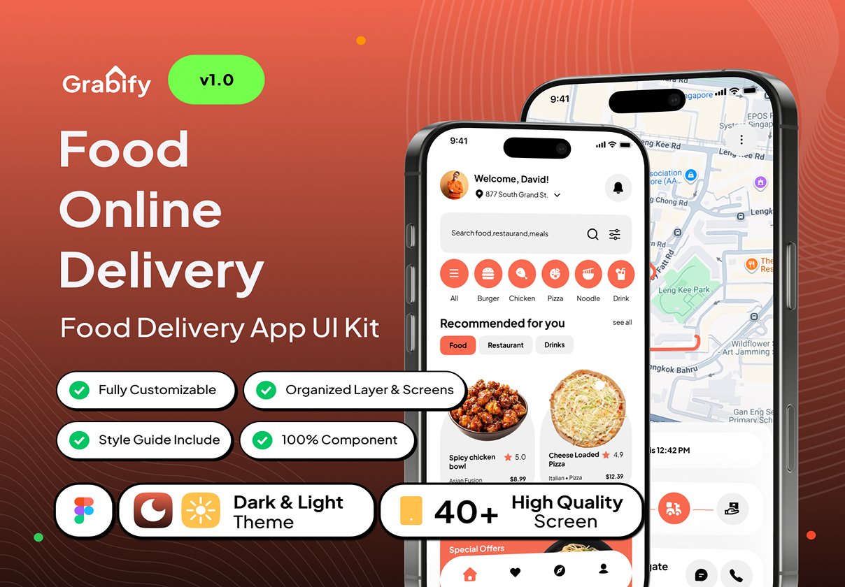 Grabify - Food Online Delivery App UI Kit