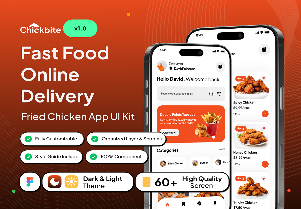 Chickbite - Fast Food Online Delivery App UI Kit
