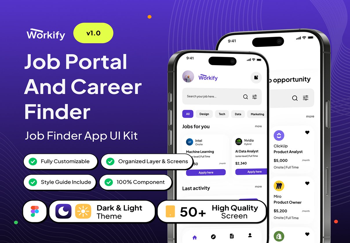 Workify - Job Portal And Career Finder App UI Kit