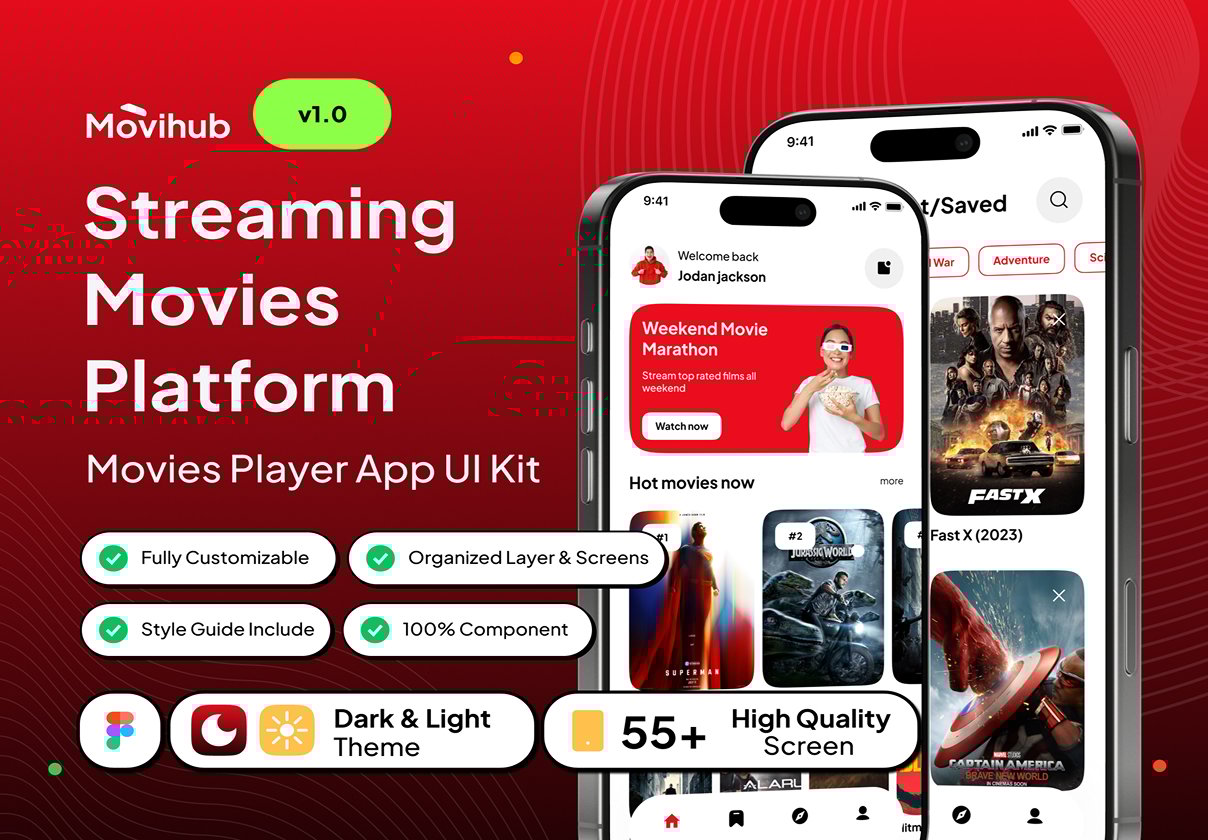 Movihub - Streaming Movies Platform App UI Kit
