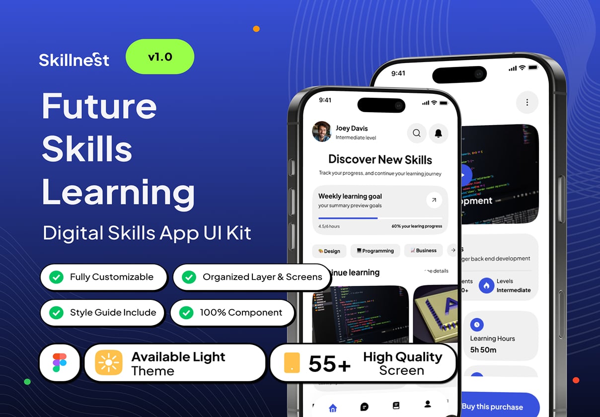 Skillnest – Future Learning Skills App UI Kit - Mobile design asset by ui8
