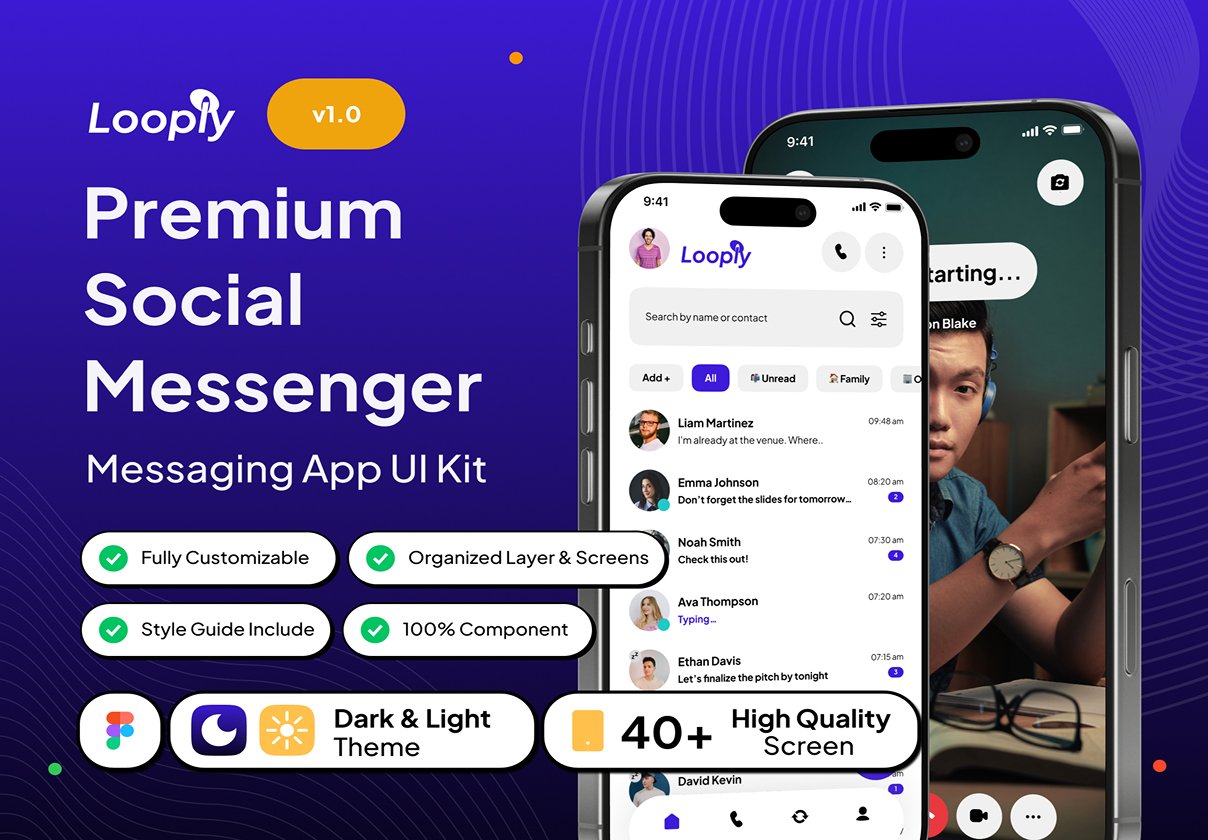 Looply - Premium Social Messenger App UI Kit