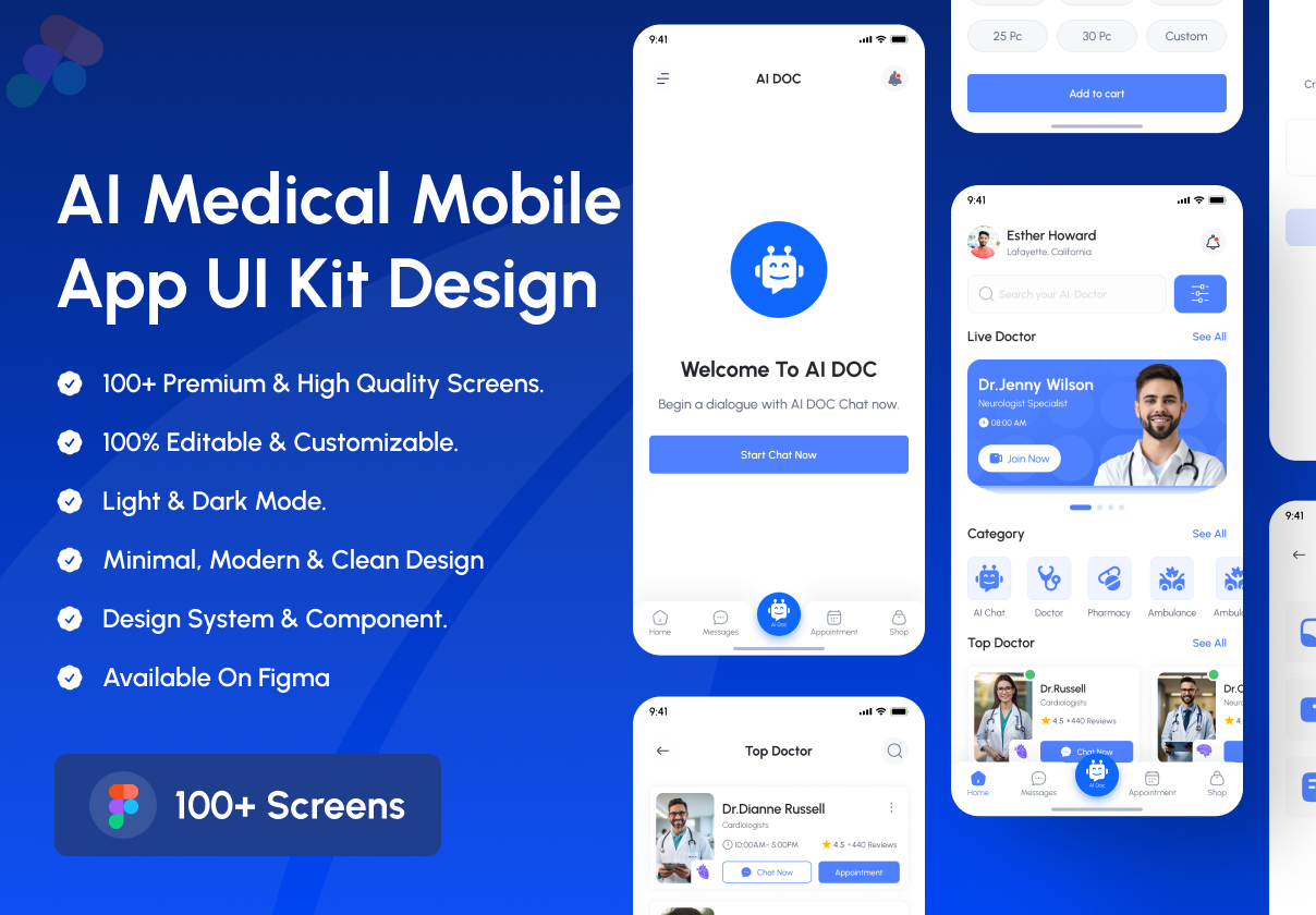 AI Time Doc- AI Medical Mobile App UI Kit Design - Mobile design asset by UI8