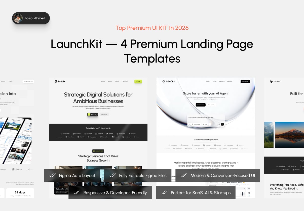 LaunchKit — 4 Premium Landing Page Templates - Landing Page design asset by ui8
