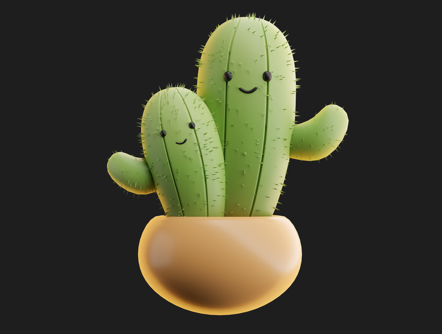 Cute cacti 3d illustrations