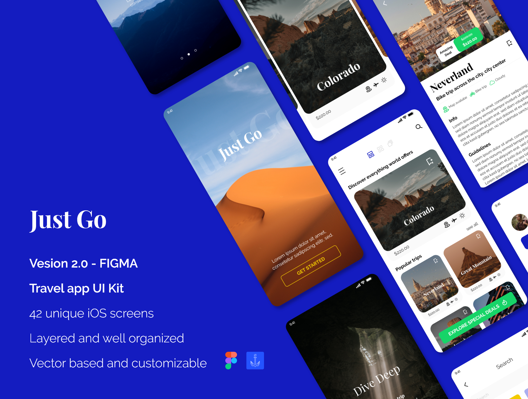 Just Go 2.0 travel app - Figma version