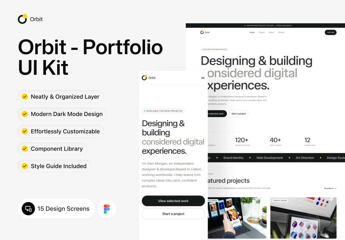 Orbit – Portfolio UI Kit - Portfolio design asset by ui8