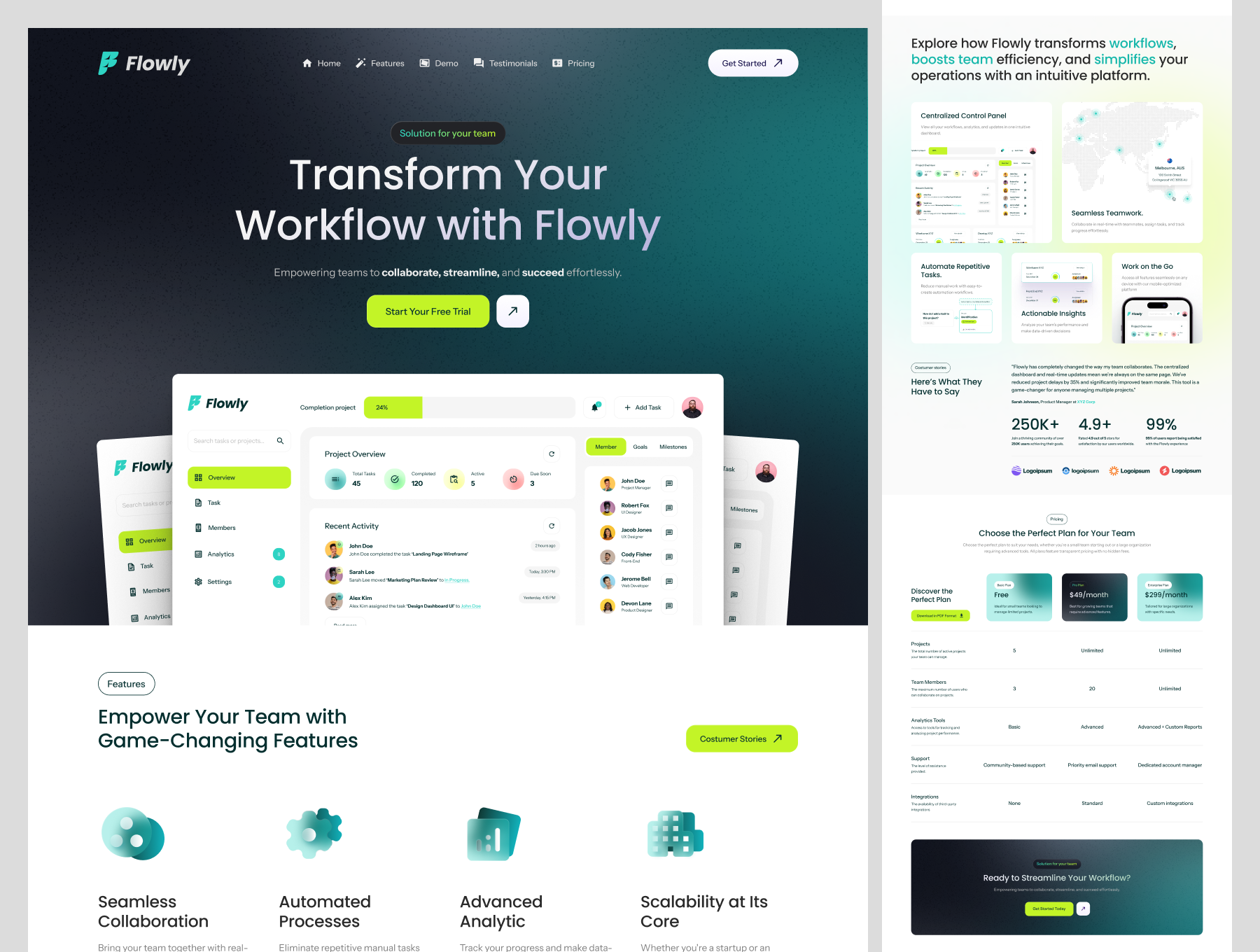Flowly - SaaS Landing Page & Dashboard Kit