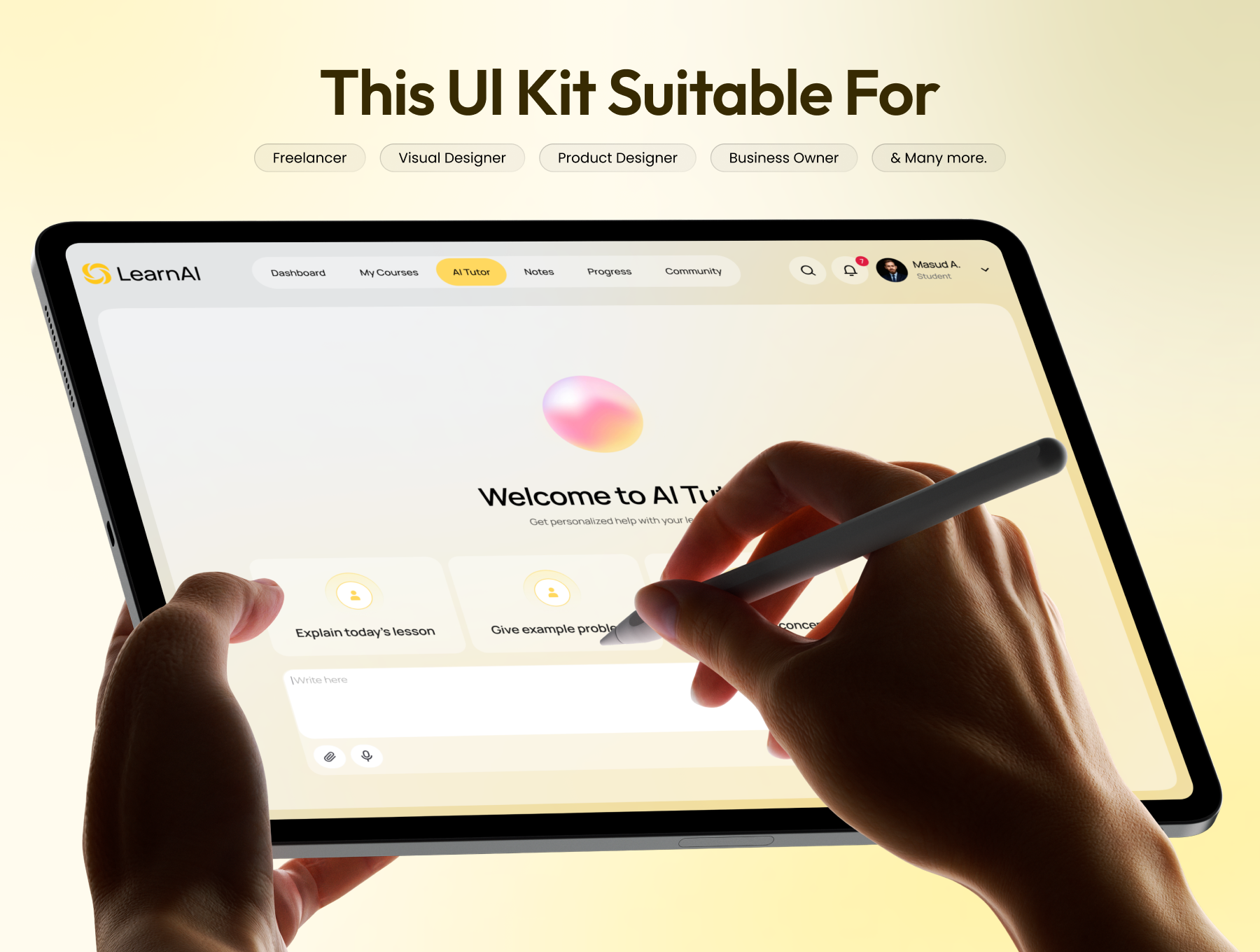 30+屏幕AI在线学习智能化教育学习追踪平台UI套件 LearnAI - AI Online Learning Platform UI Kit_eKOdWz