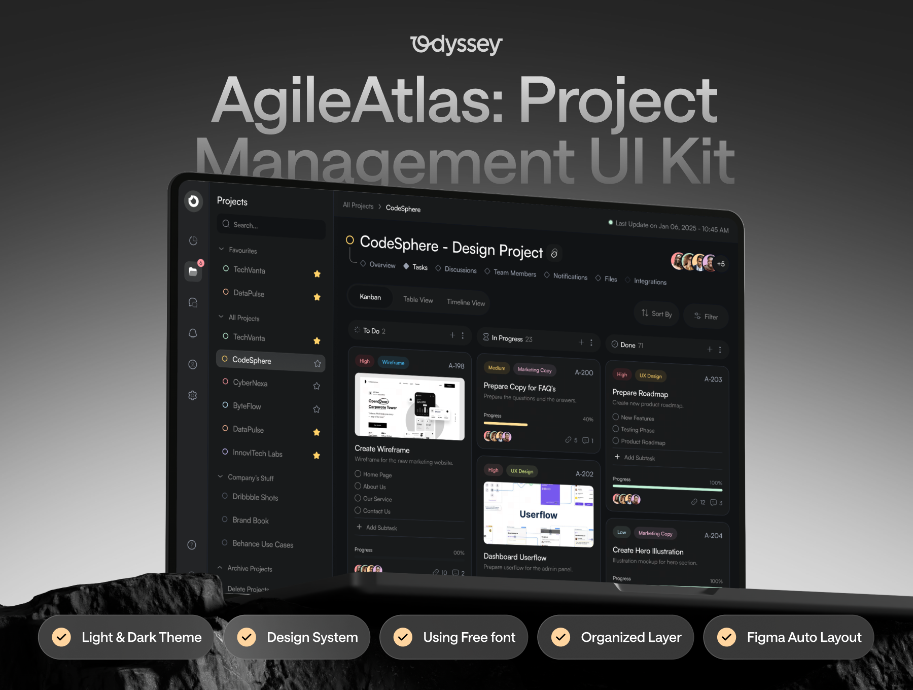 Project Management Tool UI Kit ( Dark & Light ) - V2