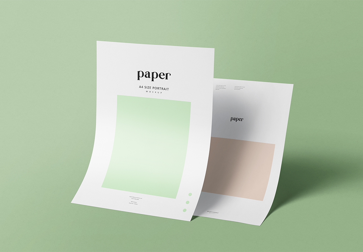 A4 Stationery Paper Mockup - design asset by UI8