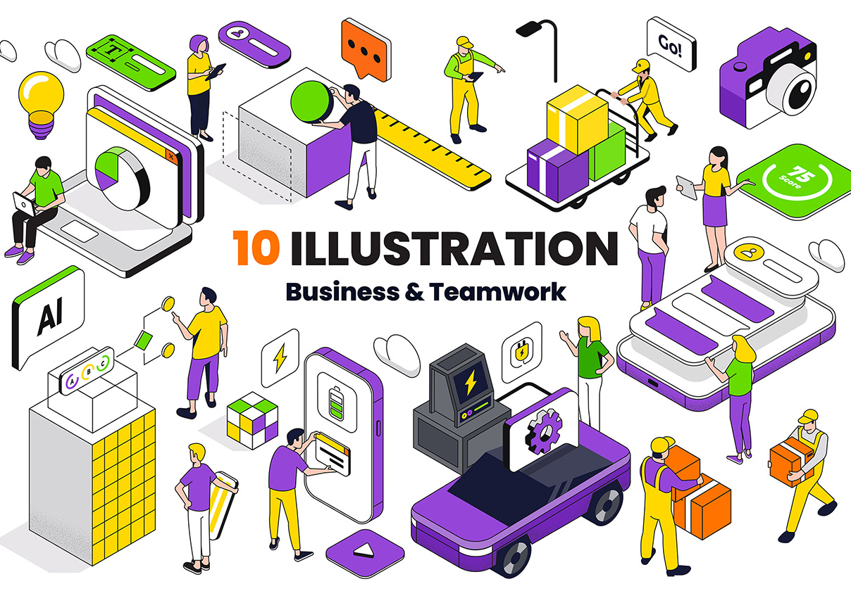 Isometric Ui Illustration kit - Uncategorized design asset by ui8