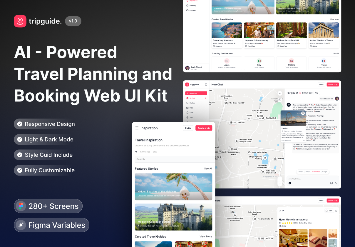 Tripguide – AI Travel Planning and Booking UI Kit