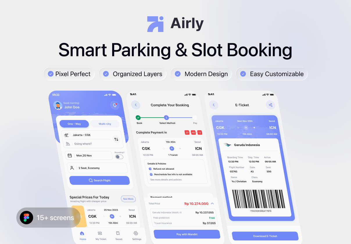 Airly - Smart Parking & Slot Booking - Uncategorized design asset by ui8