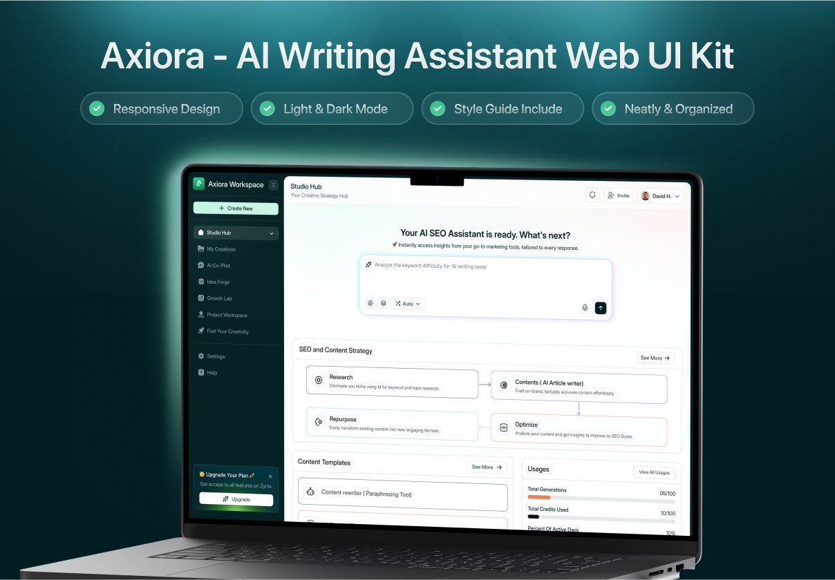 Axiora – AI Writing Assistant Web UI Kit
