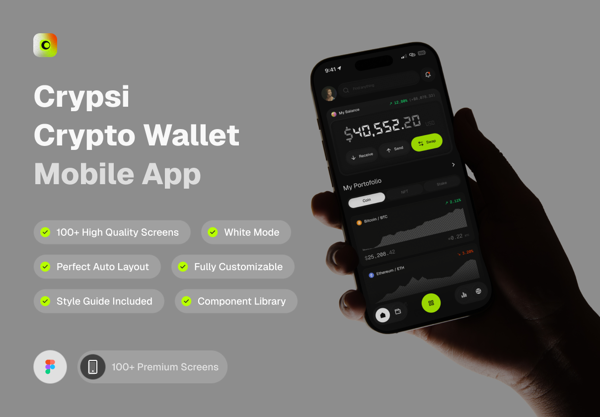 Crypsi – Crypto Wallet Apps UI Kit
