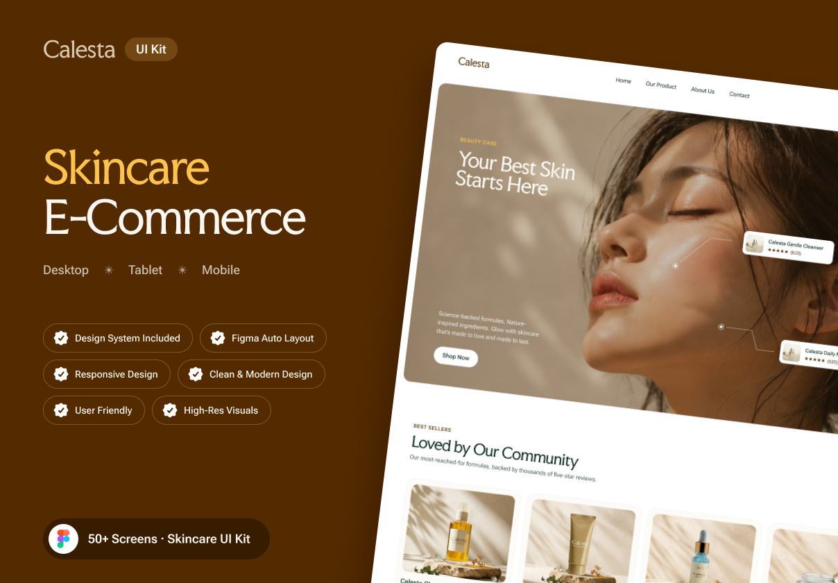 Calesta - Skincare Ecommerce Website - Ecommerce design asset by ui8