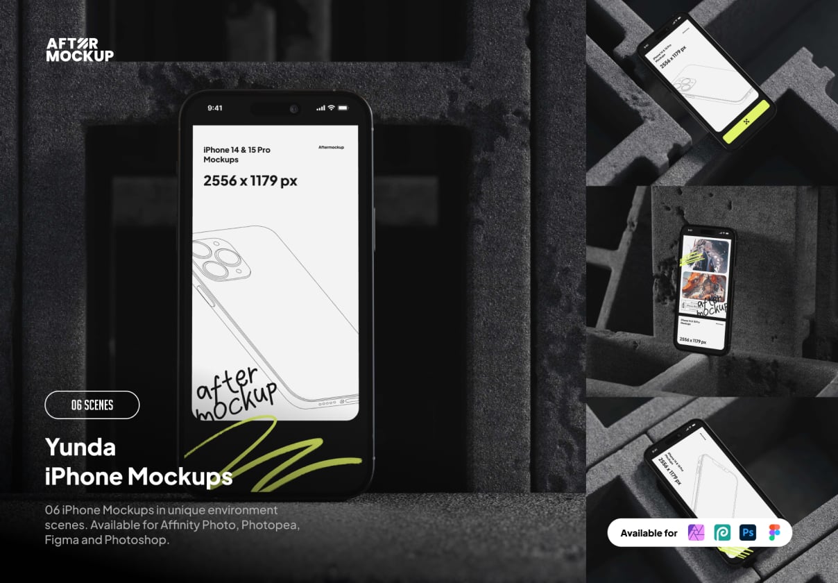 Yunda iPhone Mockups - Uncategorized design asset by ui8