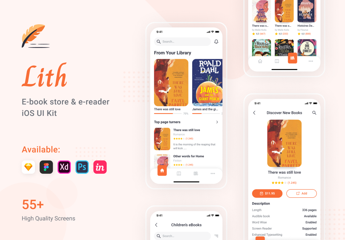Lith - E-book store & E-reader App UI Kit