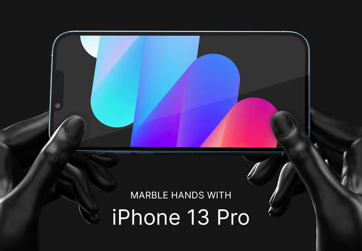 Marble Hand with iPhone 13 Pro - design asset by UI8