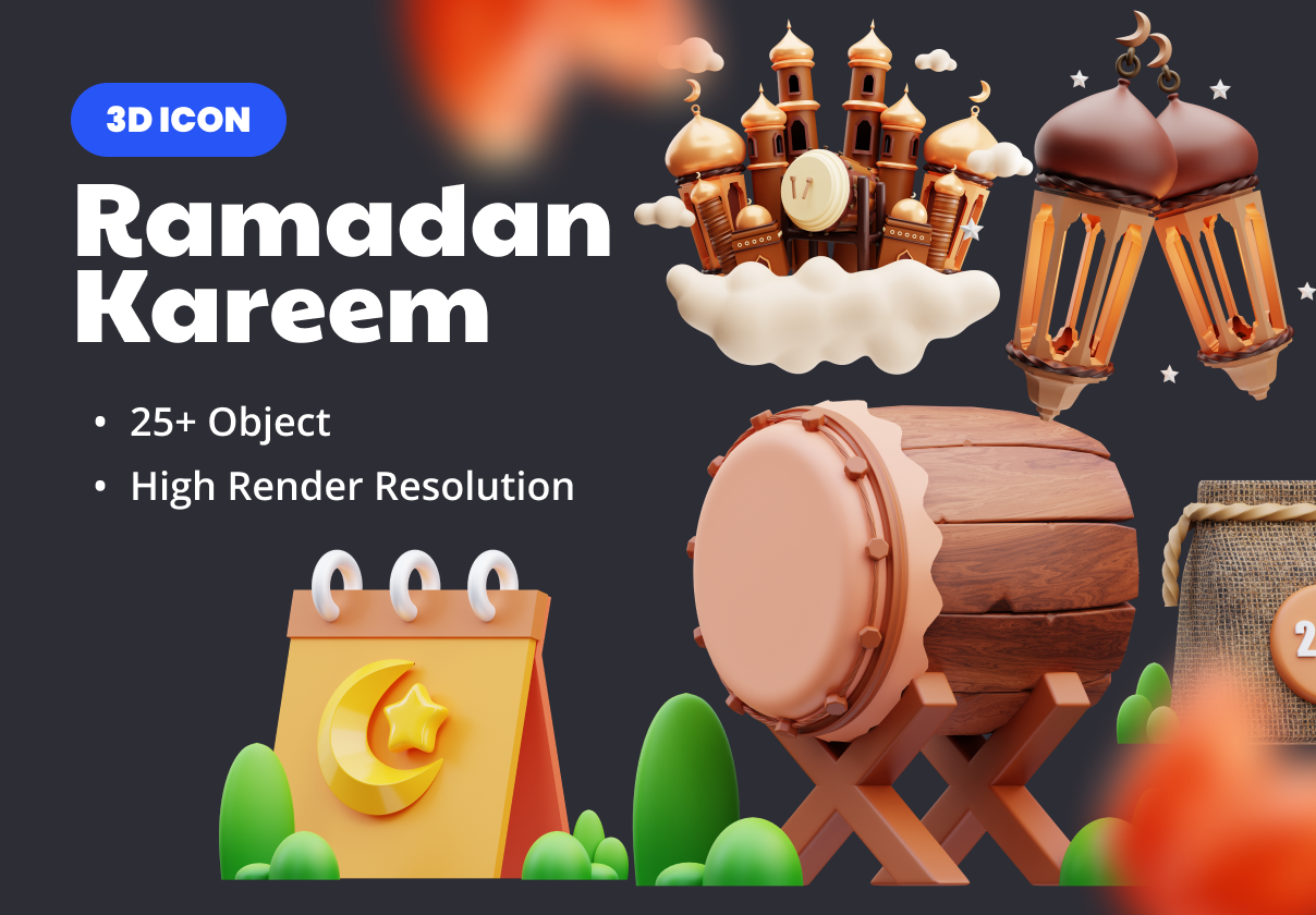 Ramadan 3D Icons - Uncategorized design asset by ui8