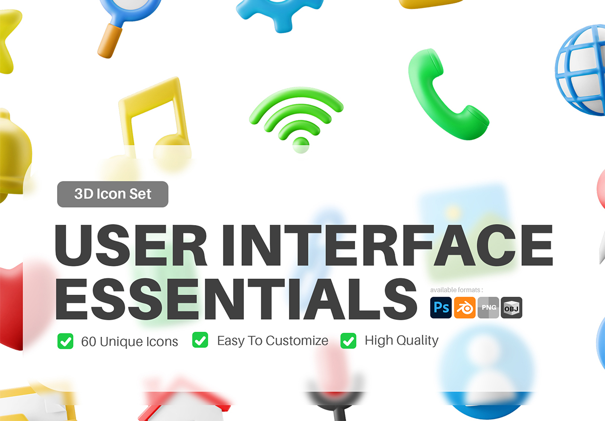 3D Icon Illustration Pack - User Interface Essentials - Uncategorized design asset by ui8