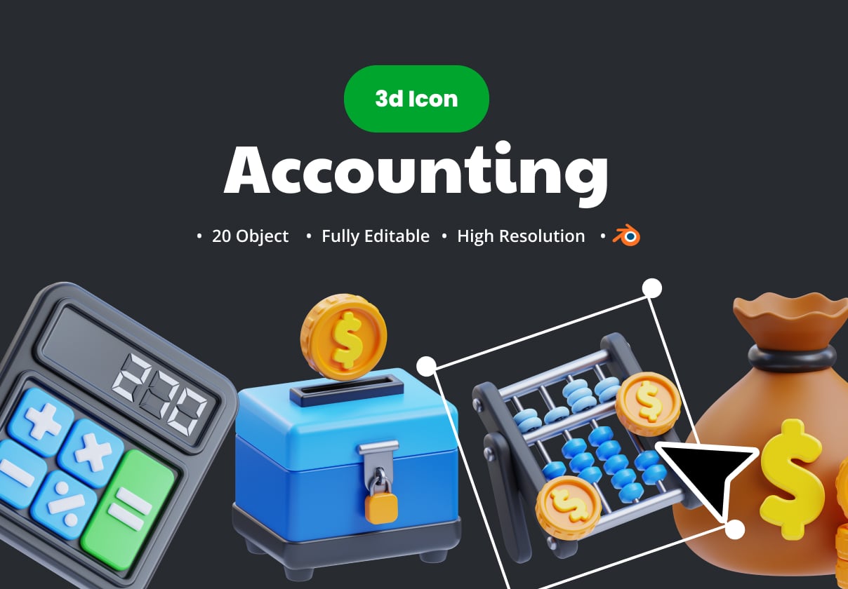 Accounting 3d Illustrations - Uncategorized design asset by ui8