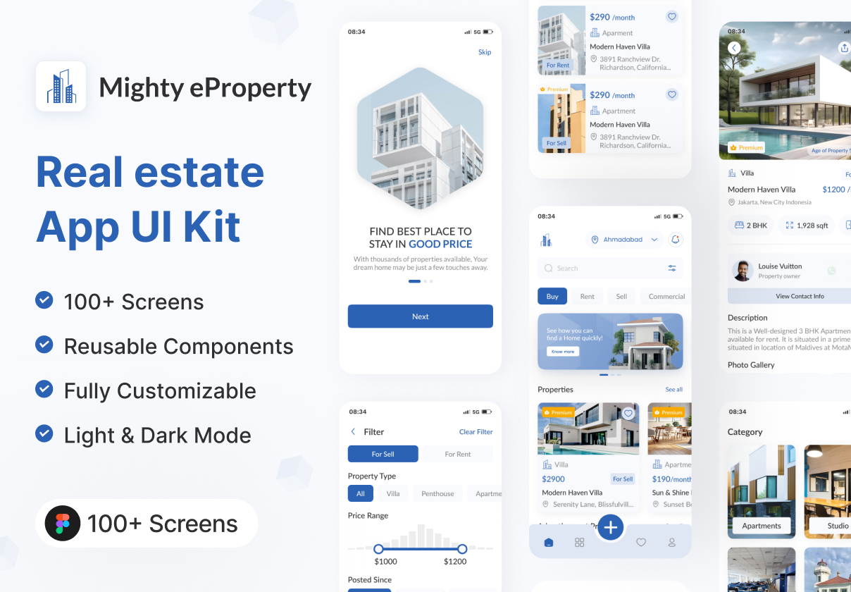 Mighty eProperty - Real-estate App UI Kit