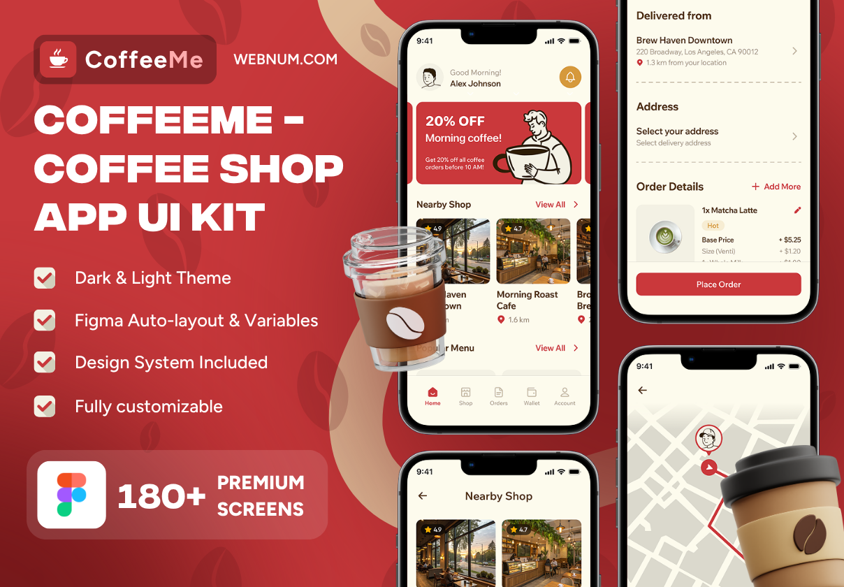 CoffeeMe - Coffee Shop App UI Kit