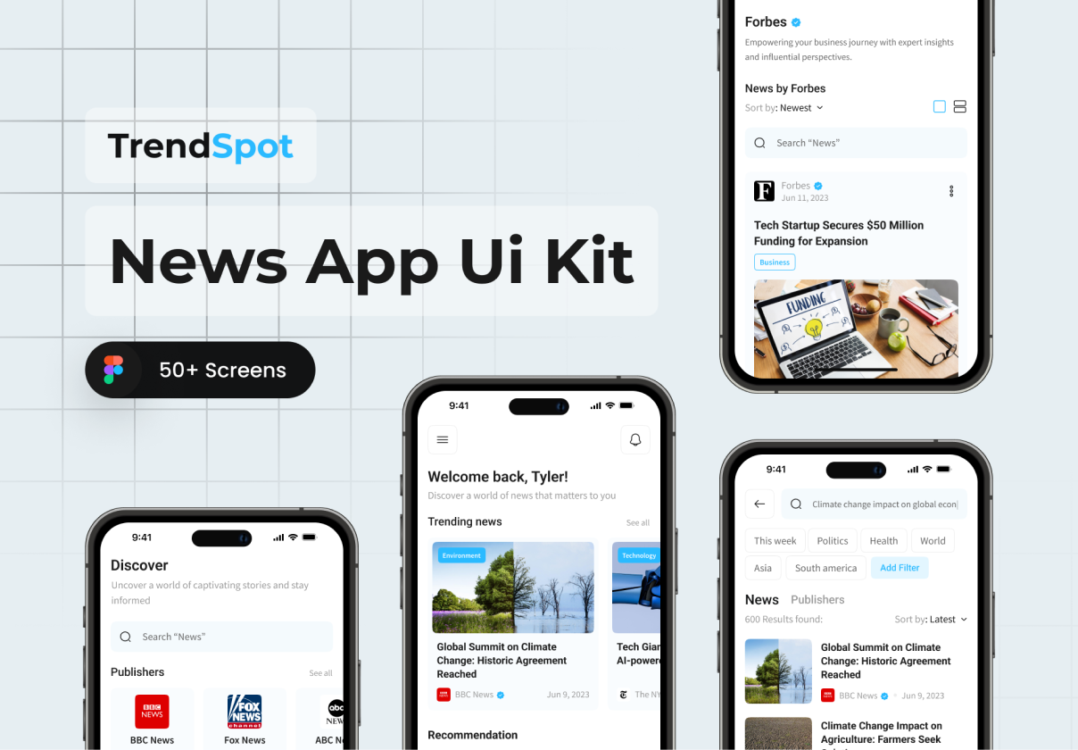 TrendSpot - News App Ui Kit - Mobile, Blog design asset by ui8