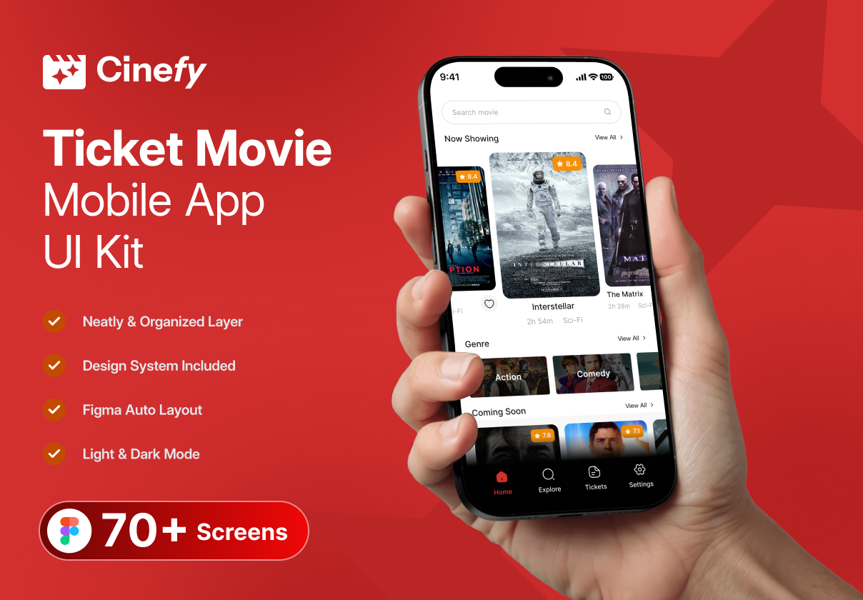 Cinefy - Ticket Movie Booking UI KIt App