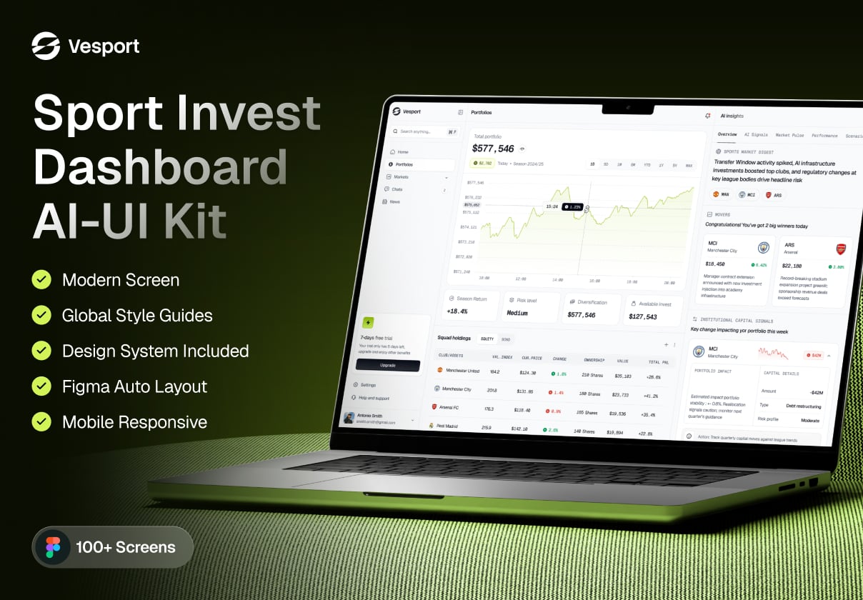 Vesport - Sport Investment Dashboard AI UI Kit