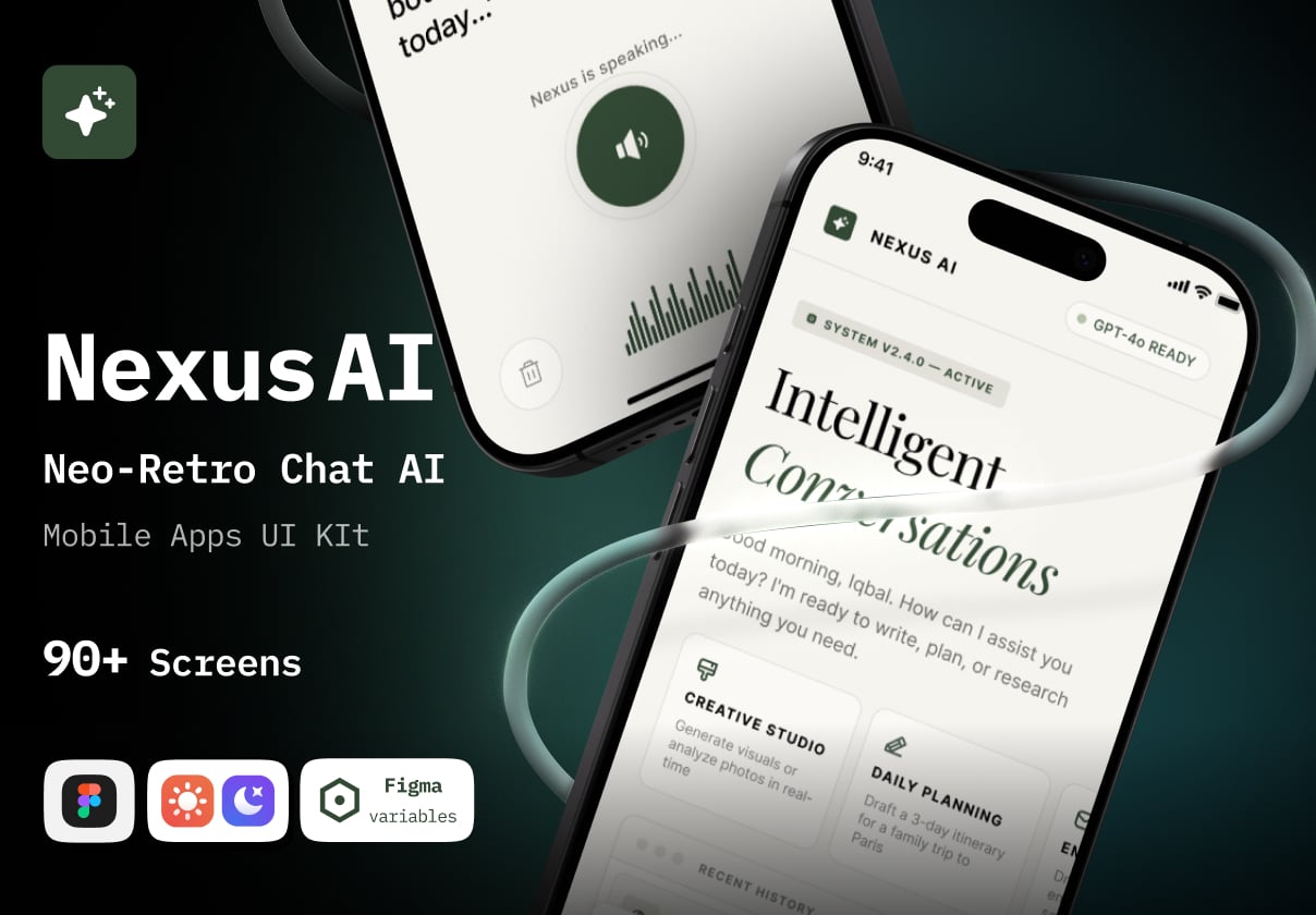 Nexus AI – Neo-Retro AI Chat Mobile App UI Kit
