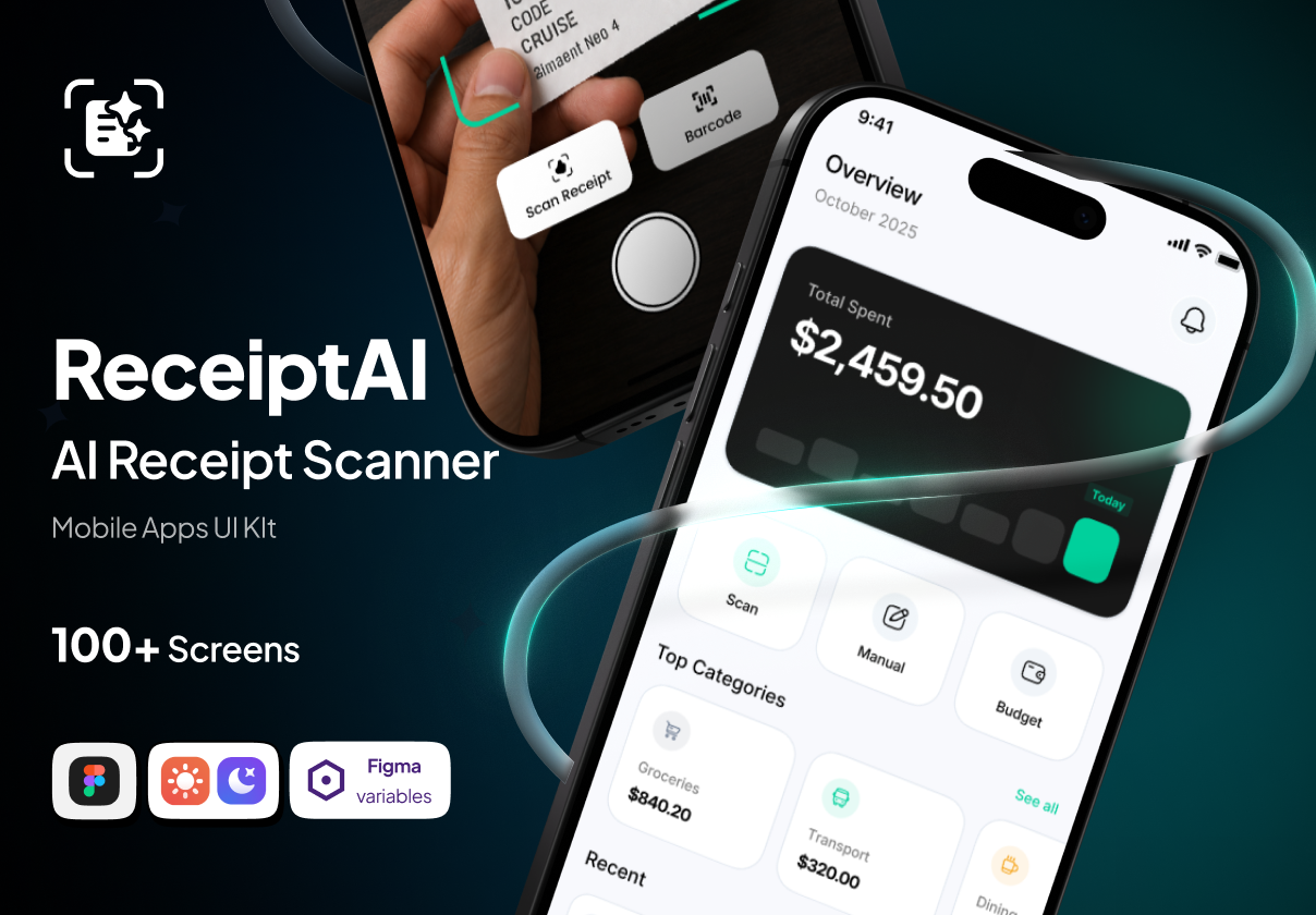 ReceiptAI - AI Receipt Scanner & Personal Finance - Mobile App UI Kit