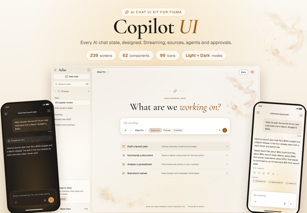 AI Chat UI Kit : Copilot UI - design asset by UI8
