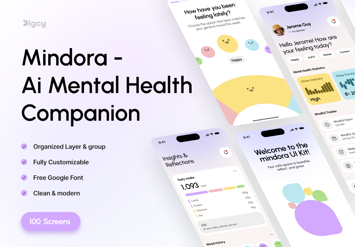 Mindora – AI Mental Health Companion UI Kit